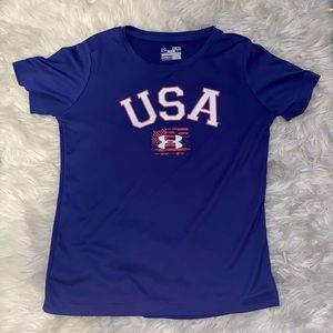 Under Armour purple USA heatgear shortsleeve shirt
